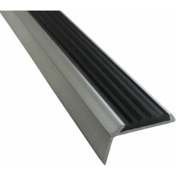 Угловая алюминиевая противоскользящая накладка на ступени с резиновой вставкой, арт.PA1