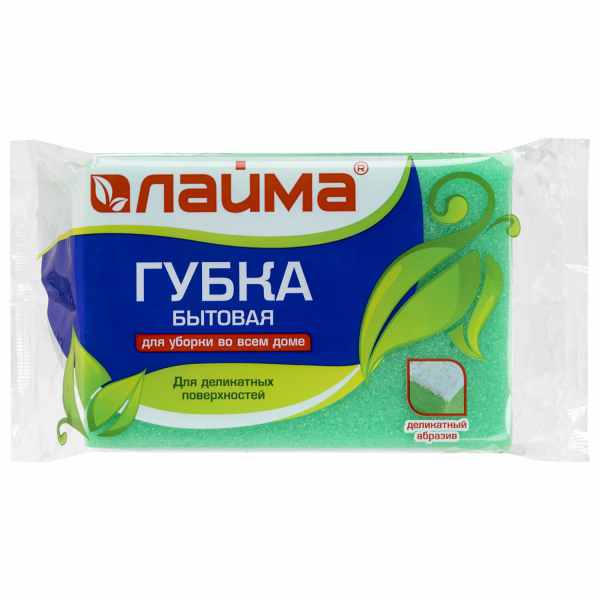 Губка бытовая MEGA, 48x120x86 мм, поролон/абразив, профильная, кафель/уборка/посуда, LAIMA, К1013, 601556