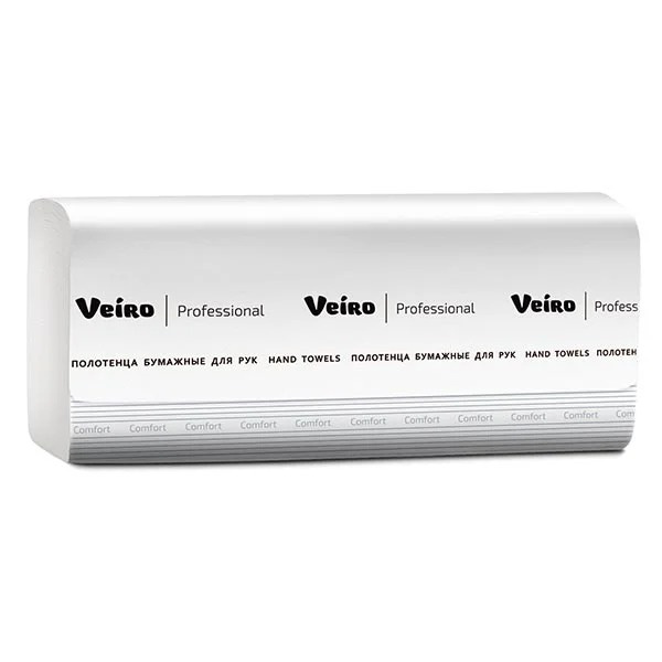 Бумажные полотенца Veiro Professional Comfort KV-211/20, листовые, 180шт, 3 слоя, белые, арт.1866622