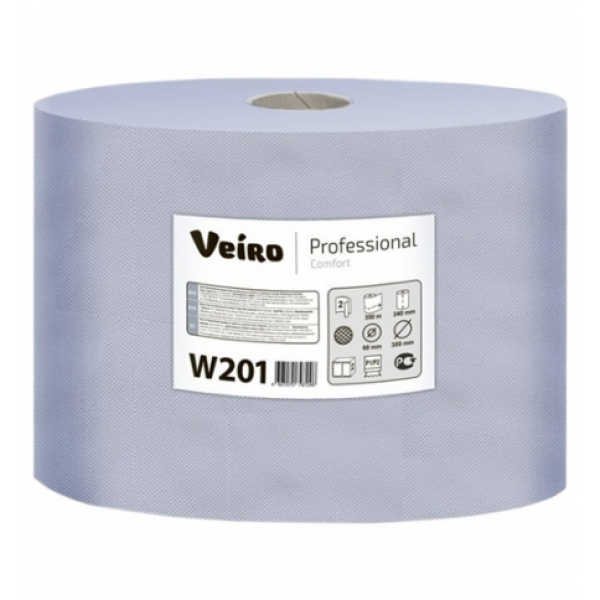 Протирочная бумага Veiro Professional Comfort W201, в рулоне, 1000шт, 2 слоя, синяя, 2 рулона, арт.1