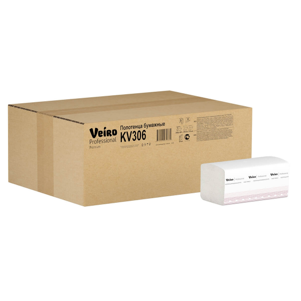 Veiro Professional Premium KV306 полотенца бумажные листовые, двухслойные, 200шт, белые, арт.1817483